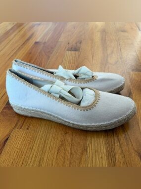 DOLCE VITA Women’s White Canvas Lace Up Espadrille Flats Size 12 NEW